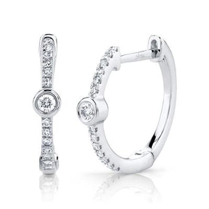 Bezel Accented Diamond Huggie Earrings