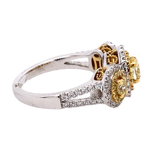 18K White Gold Three Stone Engagement Ring
