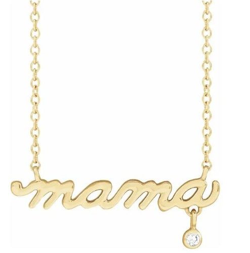 Mama Necklace with Diamond Drop