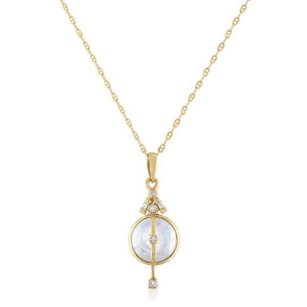 Moonstone and Diamond Necklace