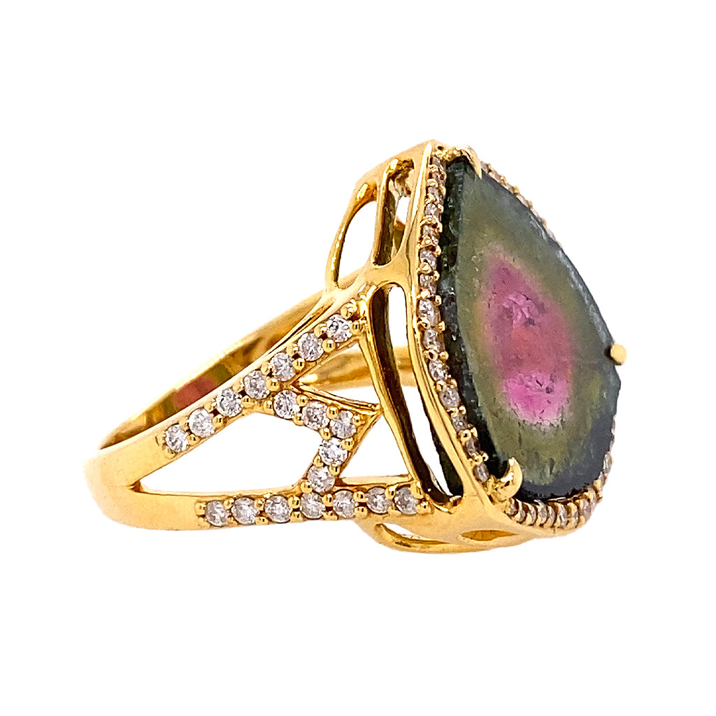 Watermelon Tourmaline and Diamond Ring – Pageo Fine Jewelers