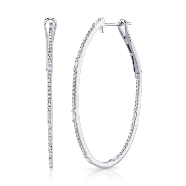 Inside Out Micro Pavé Diamond Oval Hoop Earrings