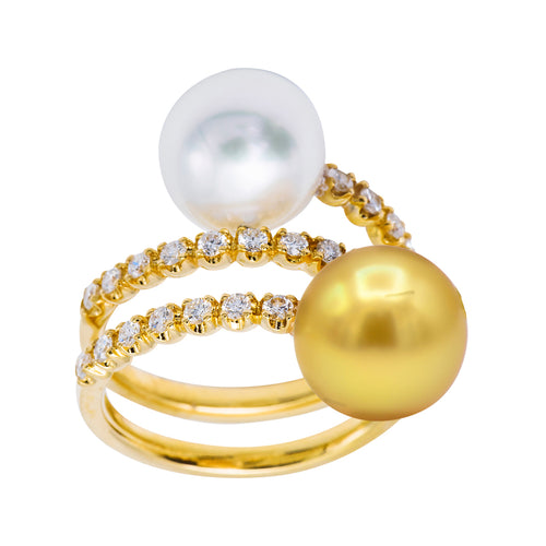 Golden Pearl Bypass Ring