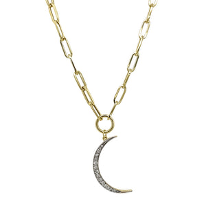Paperclip Crescent Moon Necklace