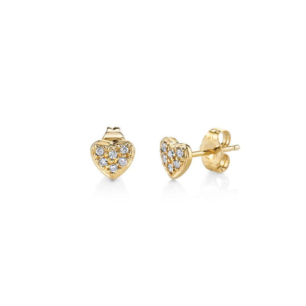 Diamond Heart Stud Earrings