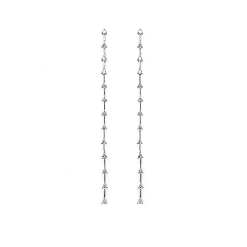 Bar Line and Round Diamond Drop Earring