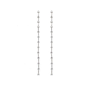 Bar Line and Round Diamond Drop Earring