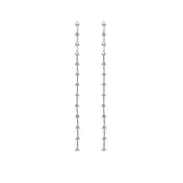 Bar Line and Round Diamond Drop Earring