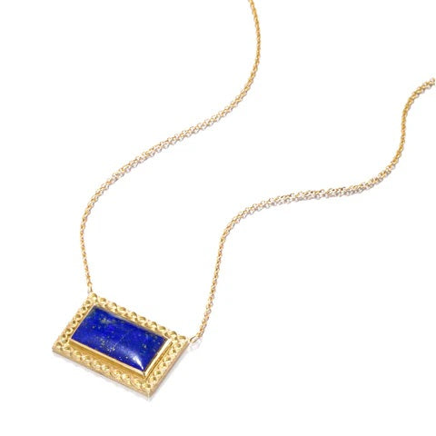 Rectangular Lapis Cabochon Necklace