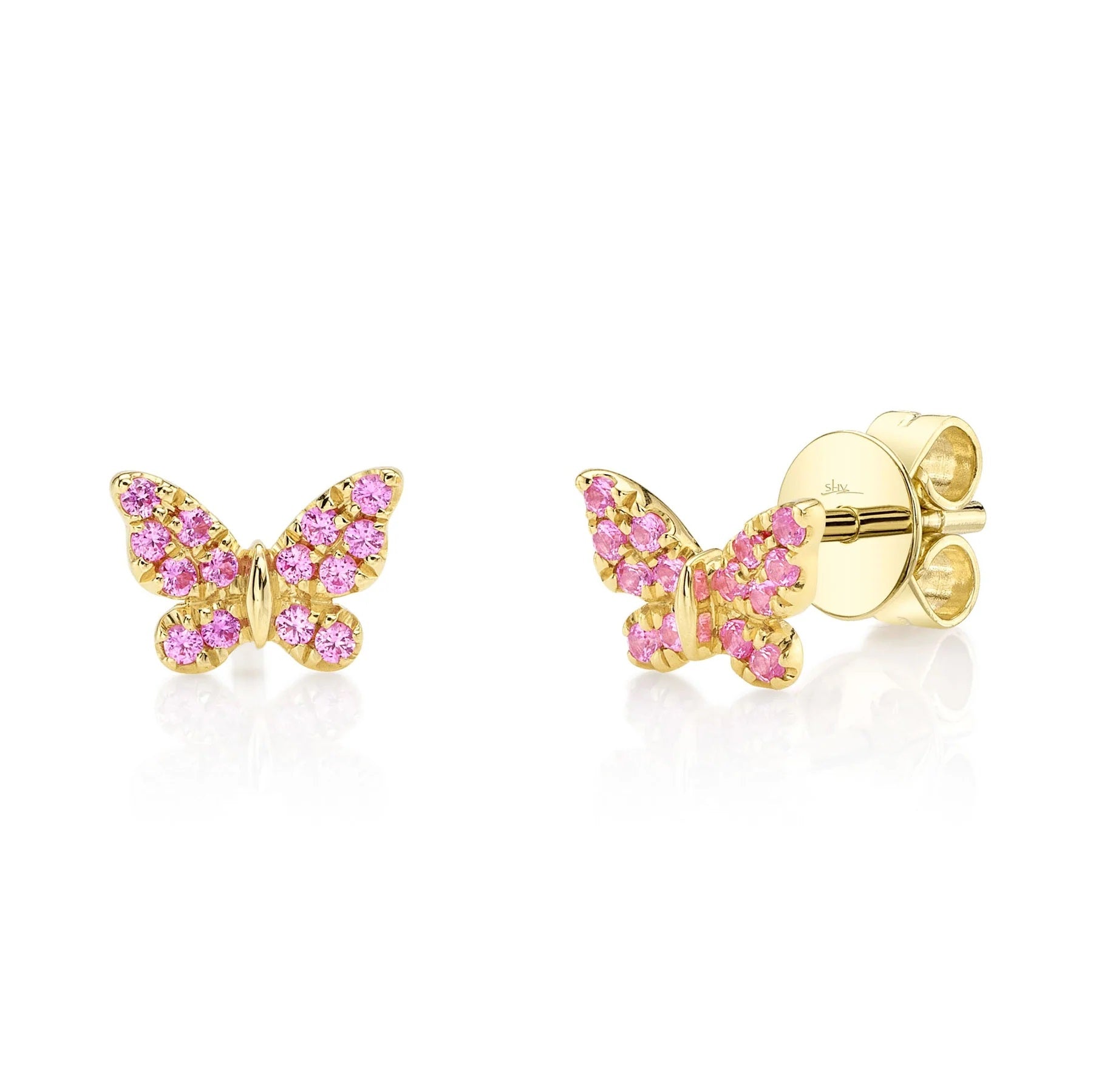 Pink Sapphire Butterfly Earrings