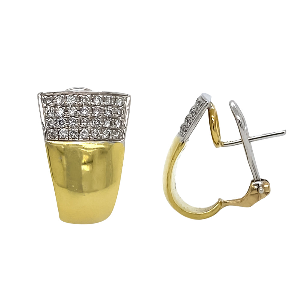 Tapered Pave and Gold Earrings