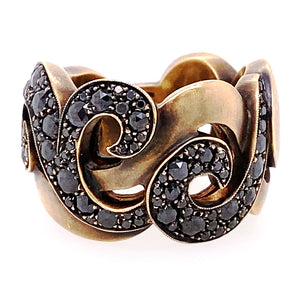 Black Damond Scroll Ring