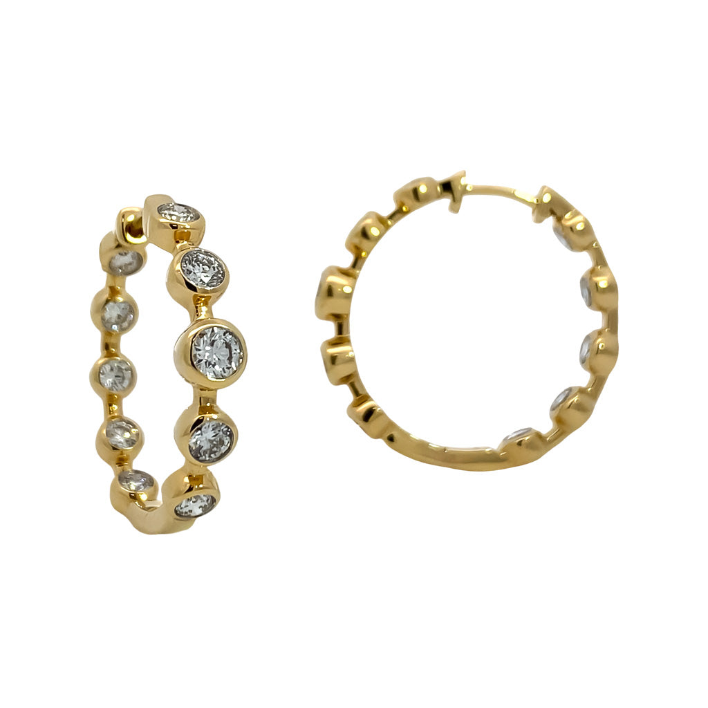 Bezel Diamond Hoop Earrings
