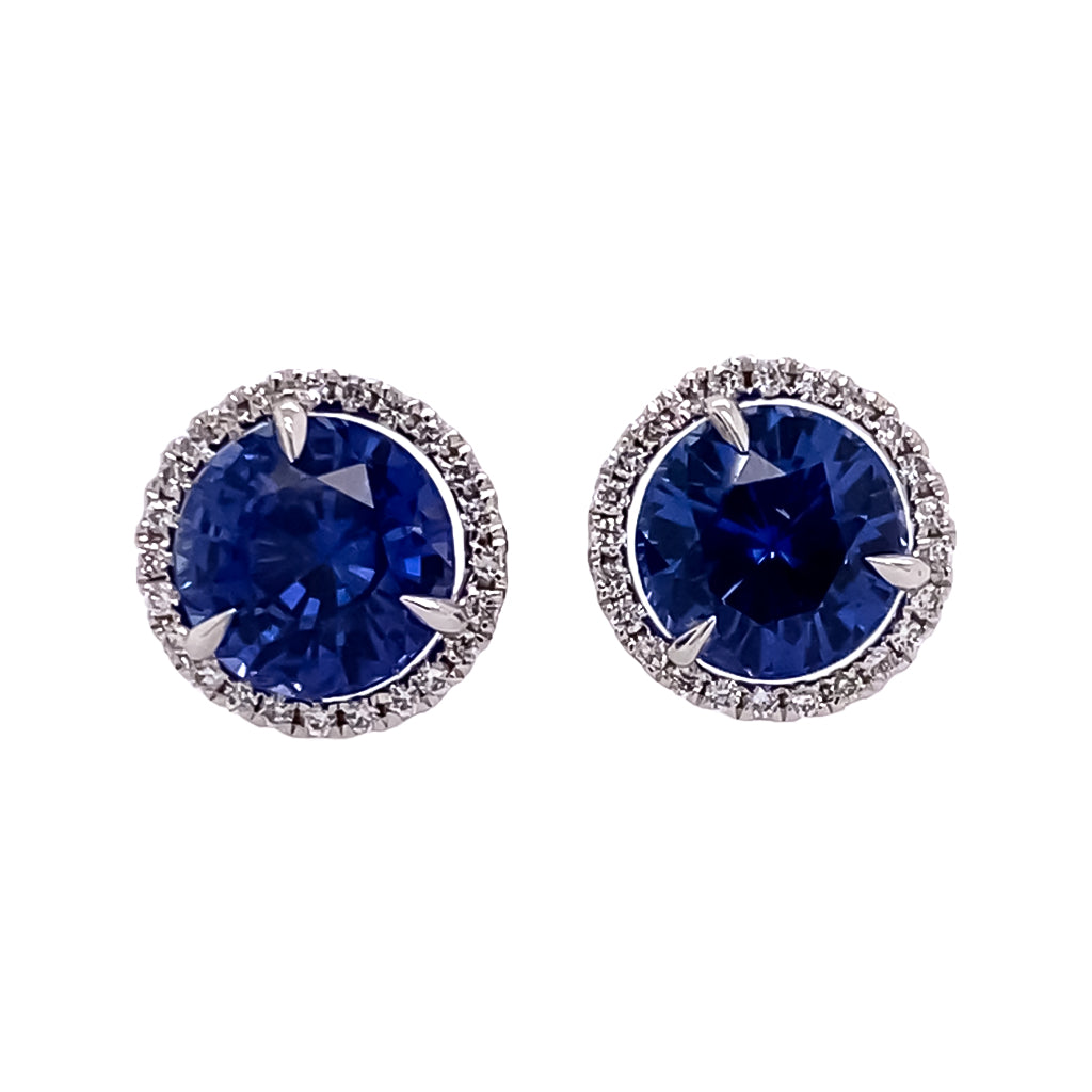 Sapphire and Diamond Stud Earrings