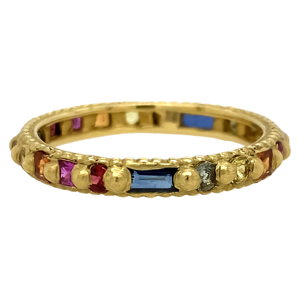 Mixed Cut Rainbow Sapphire Ring