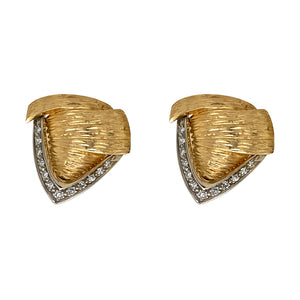 Brushed Gold and Diamond Earrings