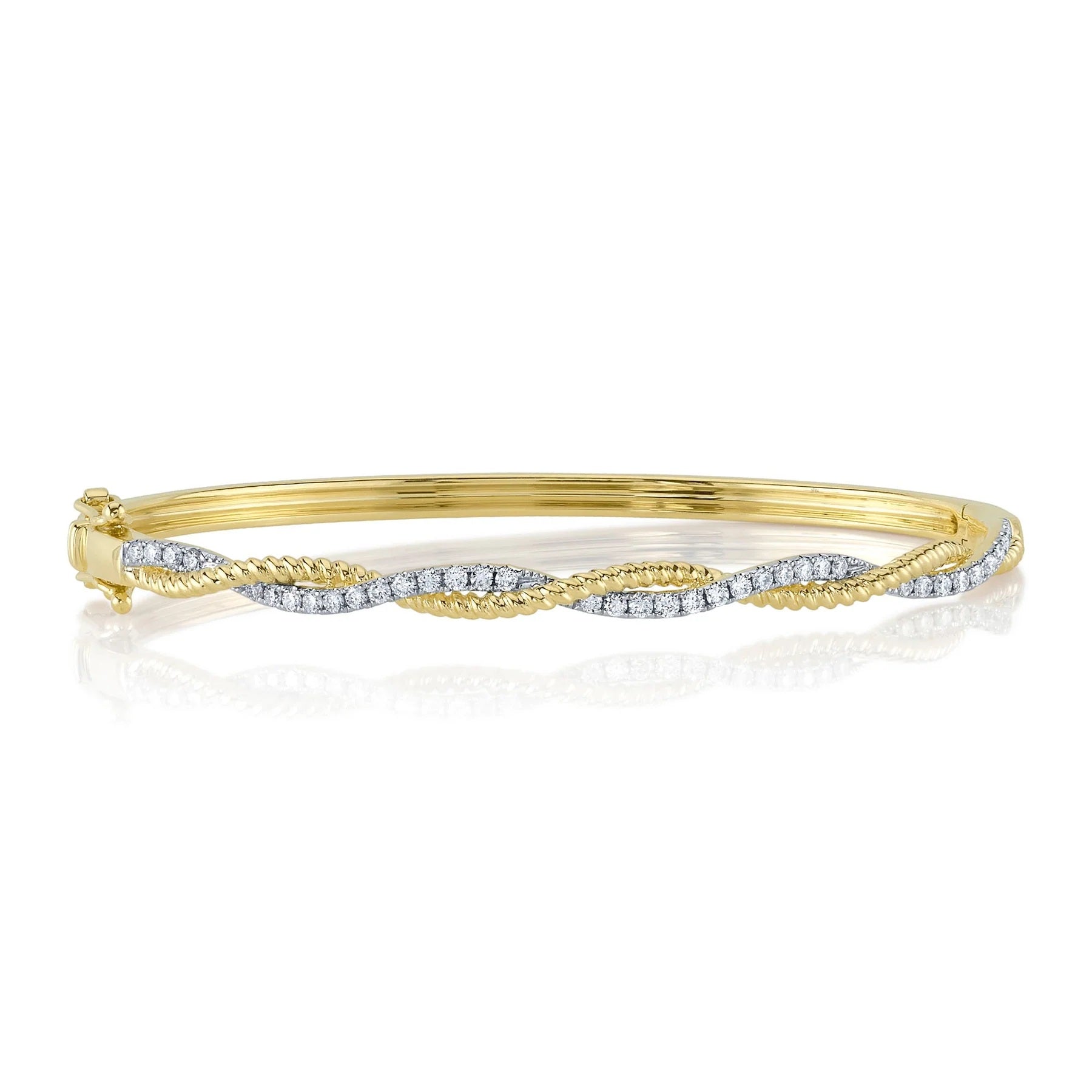 Twisted Gold and Diamond Bracelet
