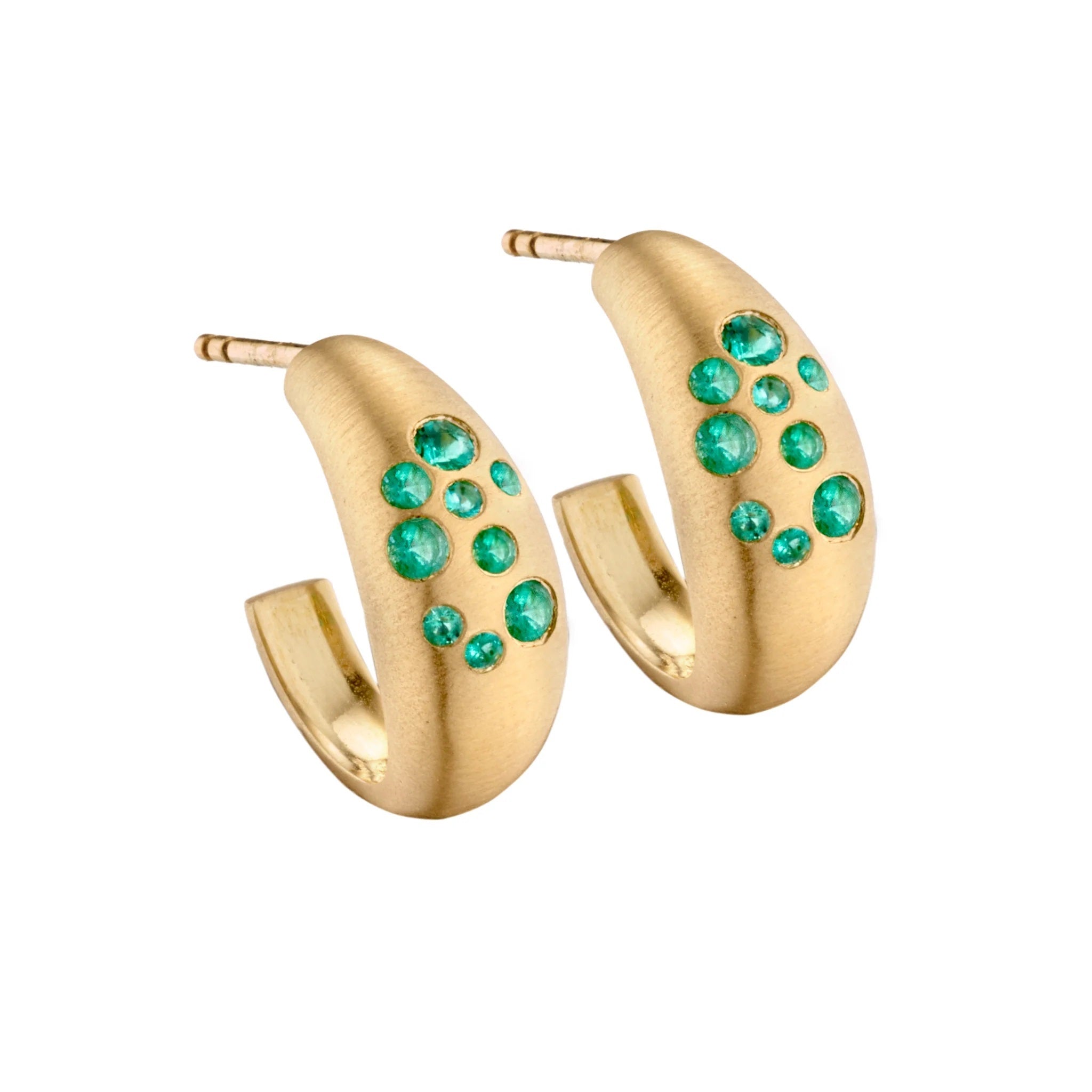 Emerald 'Fairy Dust' Dome Hoop Earrings