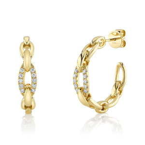 Diamond Link Hoop Earrings