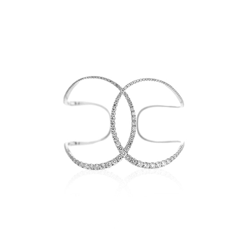 Open Interlocking Diamond Cuff Bracelet