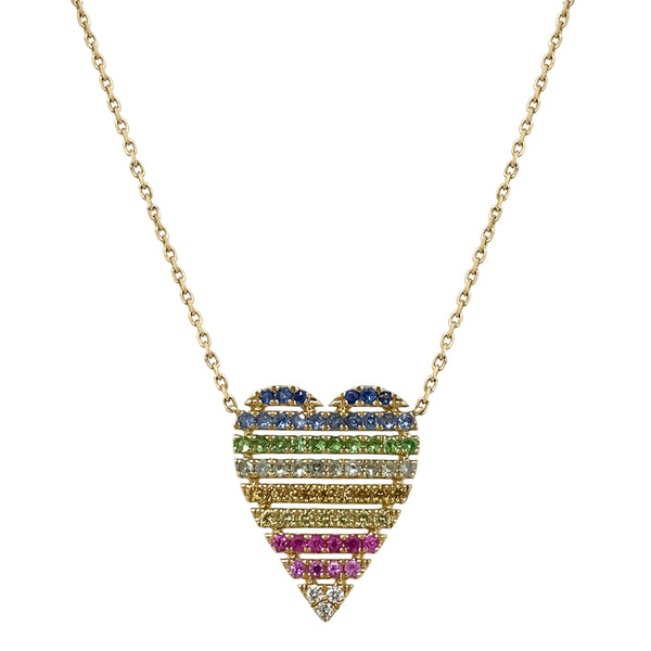 Rainbow Sapphire Heart Necklace