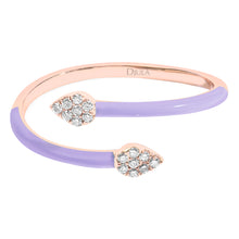 Lilac Enamel and Diamond Ring