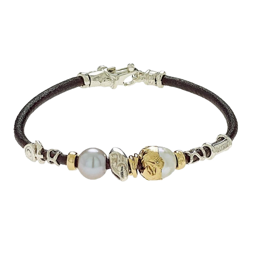 Leather and Pearl Bracelet