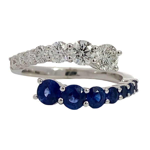 Sapphire and Diamond Bypass Ring