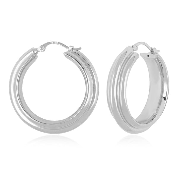 Silver Tube Hoop Earrings