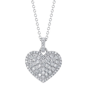 Puffed Diamond Heart Necklace