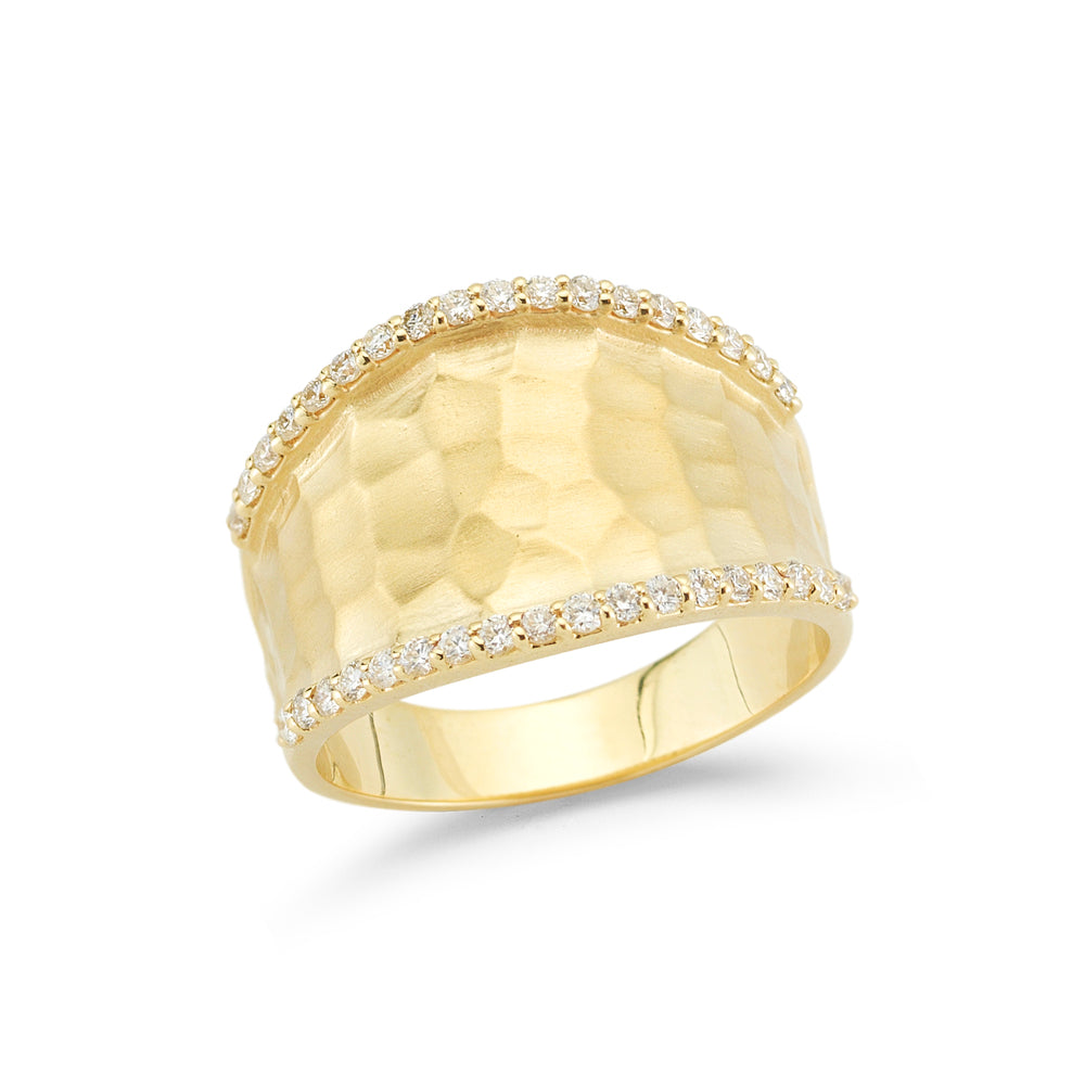 'Diana' Diamond Edged Hammered Band