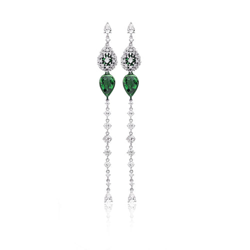 Diamond & Emerald Drop Earrings