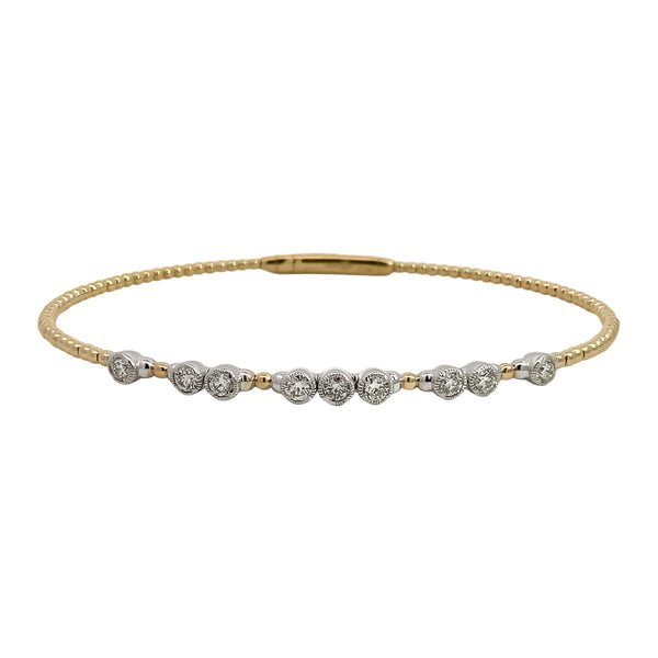 Nine Diamond Flexible Gold Bracelet