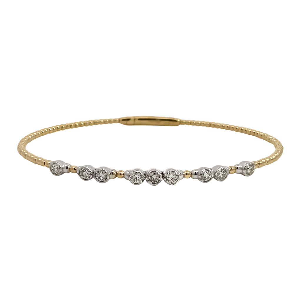 Nine Diamond Flexible Gold Bracelet