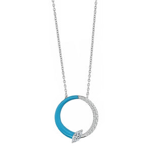 Enamel and Diamond Bolt Circle Necklace