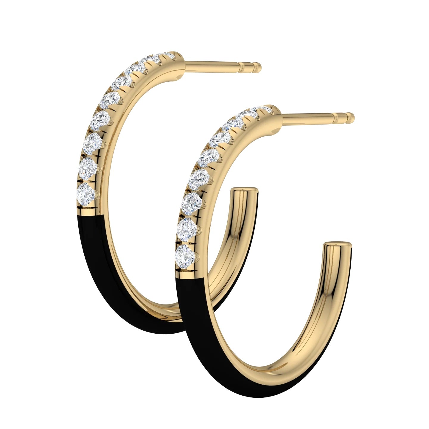 Enamel and Diamond Hoop Earrings