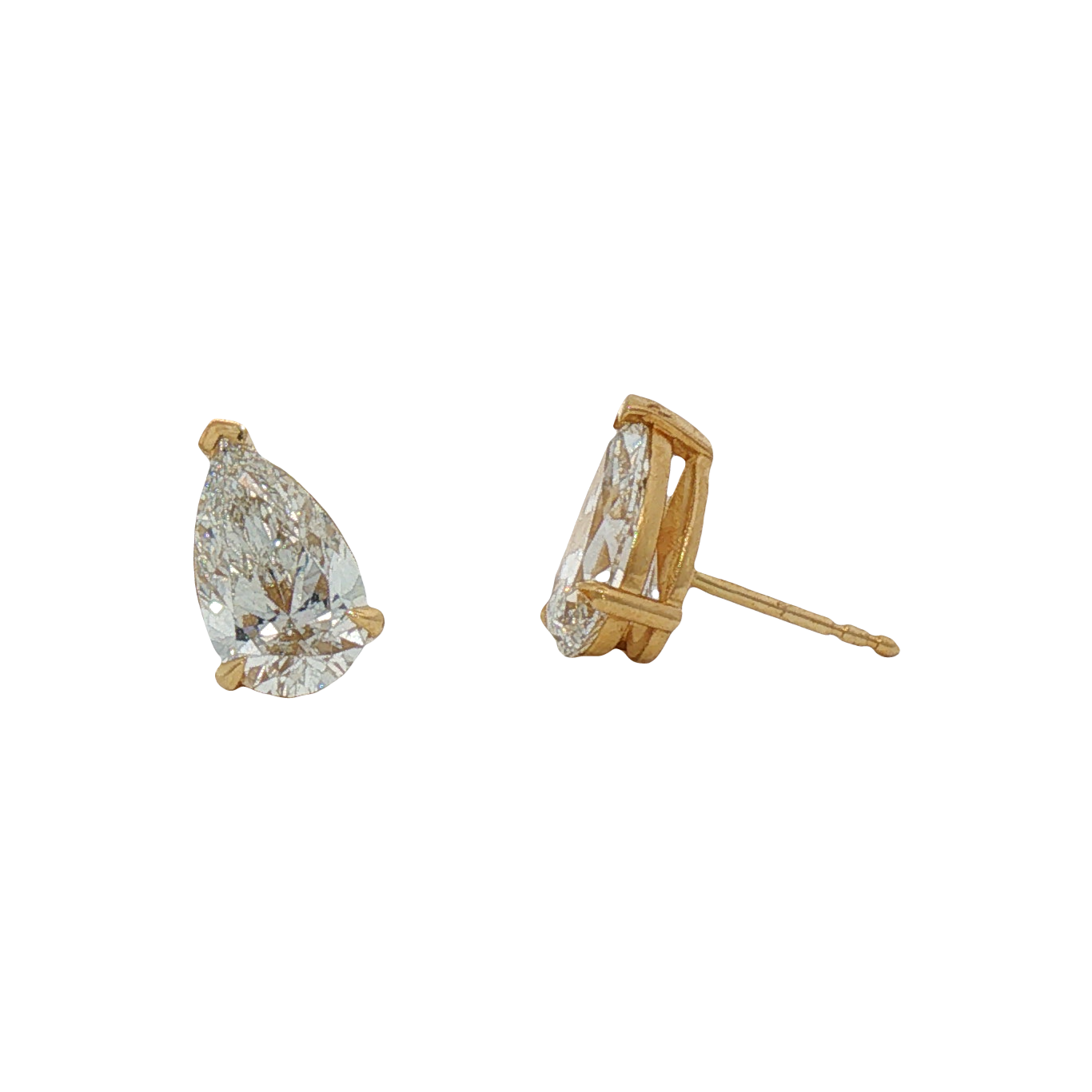 Yellow Gold Solitaire Stud LAB GROWN Diamond Earring