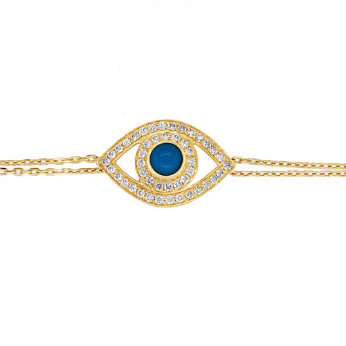 Diamond and Turquoise Evil Eye Bracelet