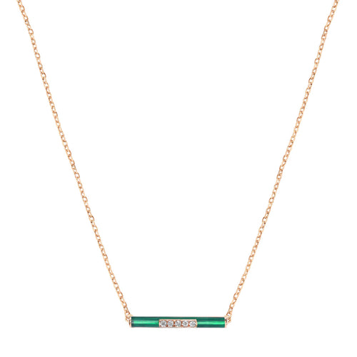 Enamel and Diamond Bar Necklace