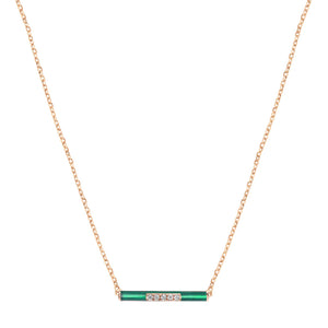 Enamel and Diamond Bar Necklace