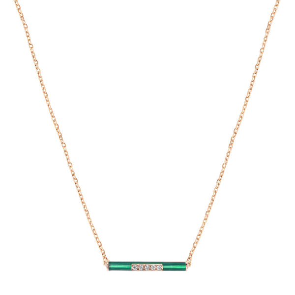 Enamel and Diamond Bar Necklace