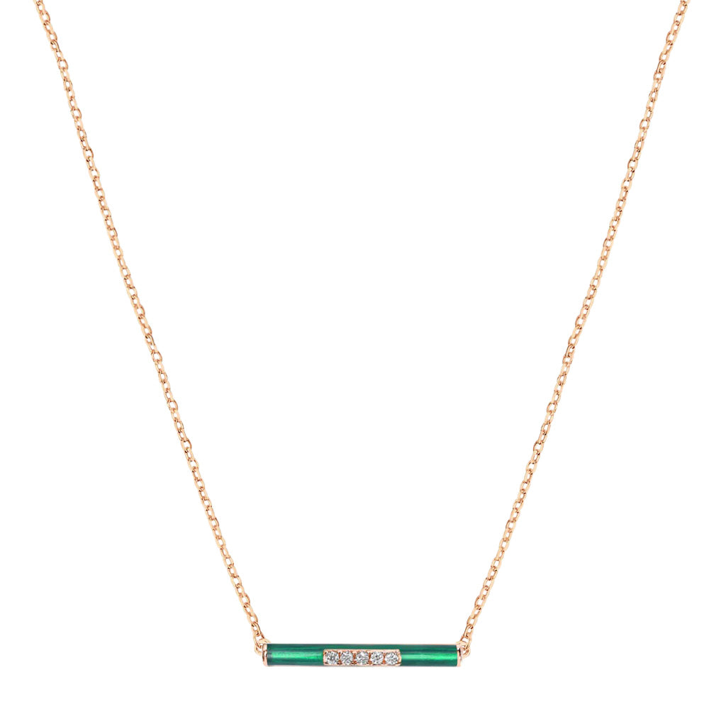 Enamel and Diamond Bar Necklace