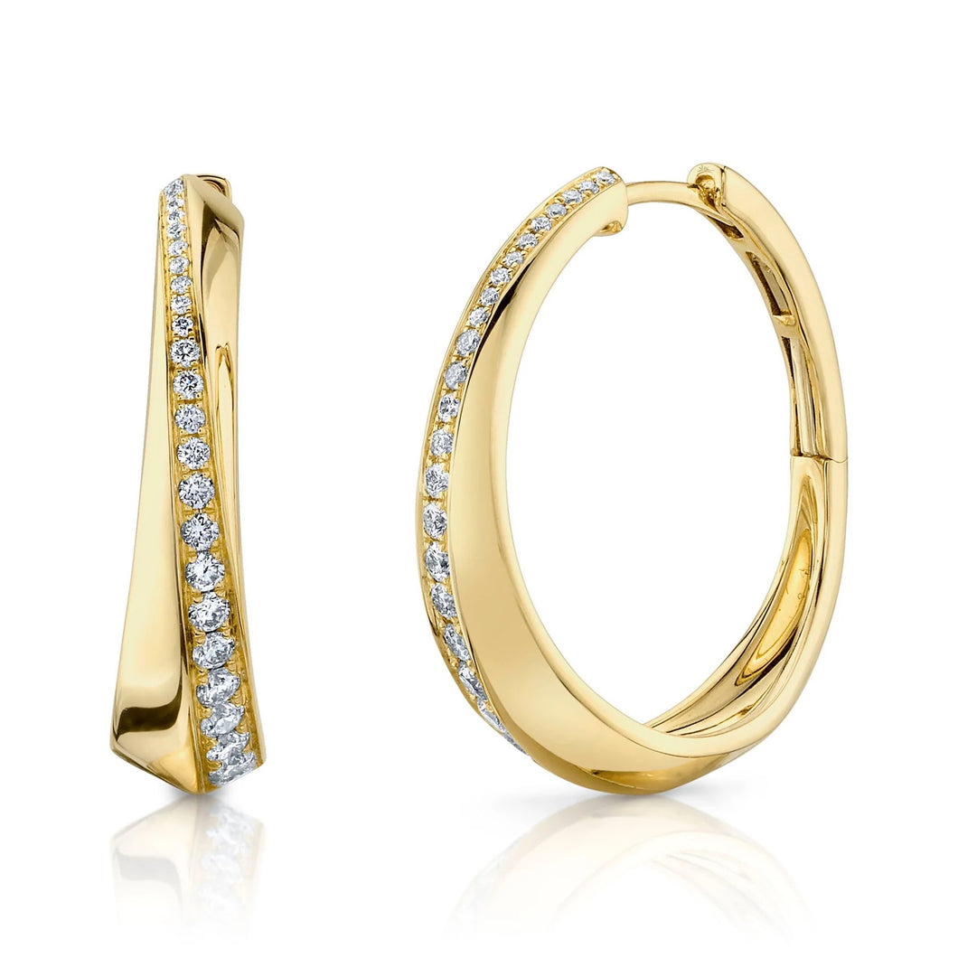 Twisted Pave Knife Edge Hoop Earrings