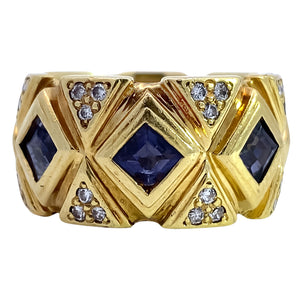 The Vintage Collection <p>Wide Band Iolite and Diamond Band Ring