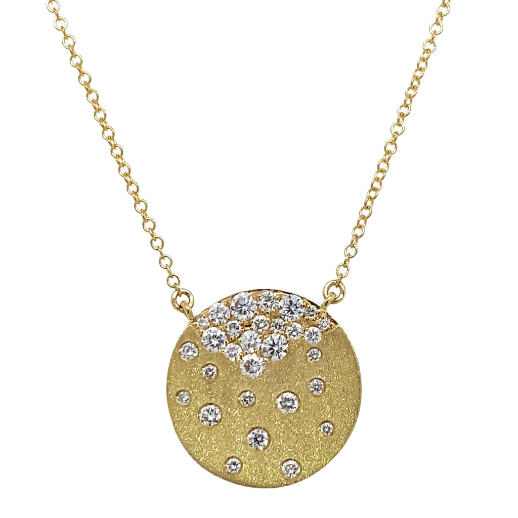Scattered Diamond Disc Pendant