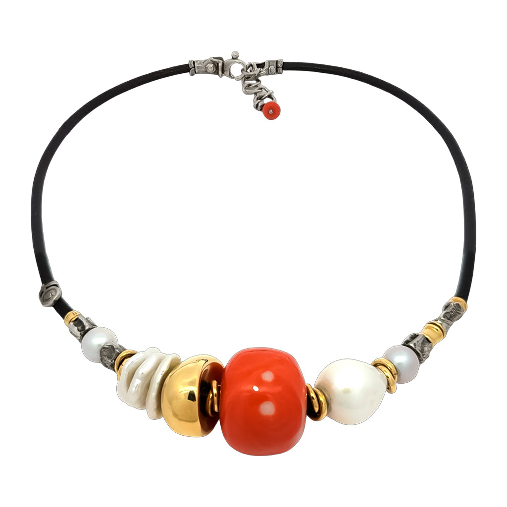 Coral and Pearl Necklace