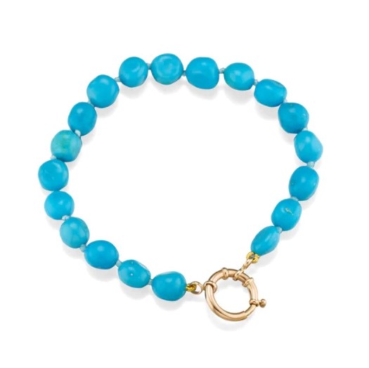 Turquoise Beaded Bracelet with Charm Clasp