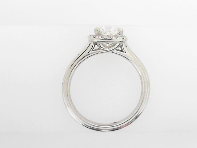 White Gold Pave Halo Cushion Cut Ring