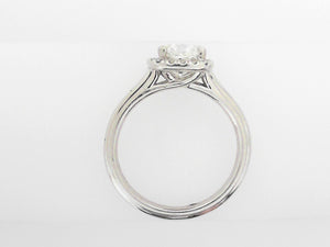 White Gold Pave Halo Cushion Cut Ring