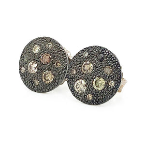 Scattered Diamond Disc Stud Earring